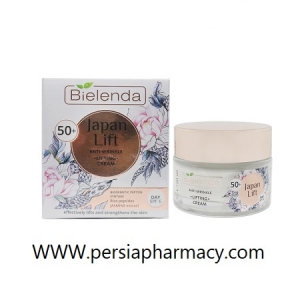 کرم روز لیفت کننده و ضد چروک صورت مدل ژاپن لیفت سن بالای 50 سال حجم 50 میلی لیتر بیلندا Bielenda