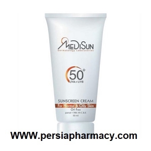 کرم ضد آفتاب بی رنگ فاقد چربی SPF50 مناسب پوست معمولی و چرب 50 میلی لیتر مدیسان MEDISUN