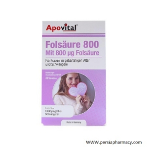 قرص اسید فولیک 800 میکرو گرم آپوویتال 30 عددی  Apovital Folsaure