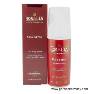 فوم پاک کننده صورت مناسب پوست خشک و حساس مدل رزاسنس Rosa Sense حجم 150 میلی لیتر رزالیا ROSALIA