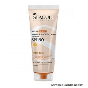 کرم ضد آفتاب رنگی(بژ روشن) فاقد چربی SPF60 مناسب پوست معمولی تا چرب سی گل SEAGULL
